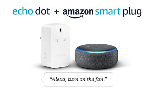 Echo Dot (3rd Gen), Charcoal Fabric + Amazon Smart Plug, Works with Alexa