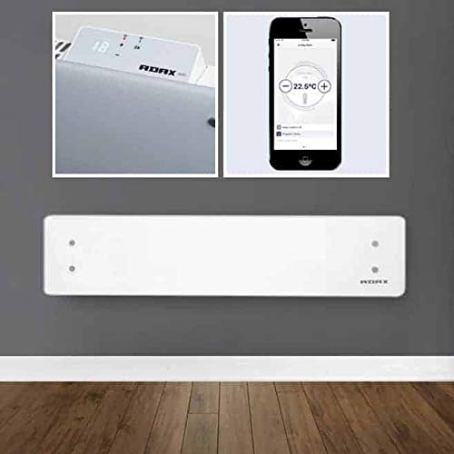 Adax Clea WIFI Smart Electric Panel Heater, Wall Mounted With Timer, Low Profile Glass Conservatory Radiator. Splash Proof, Bathroom Safe, LOT 20 Compliant, Made In Europe, 600W, White