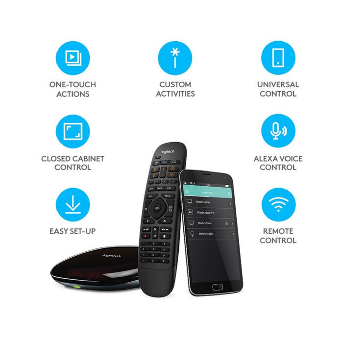 Logitech Harmony Companion All-in-One Remote Control For Smart Home and Entertainment Devices, Hub and App, Works with Alexa, Black