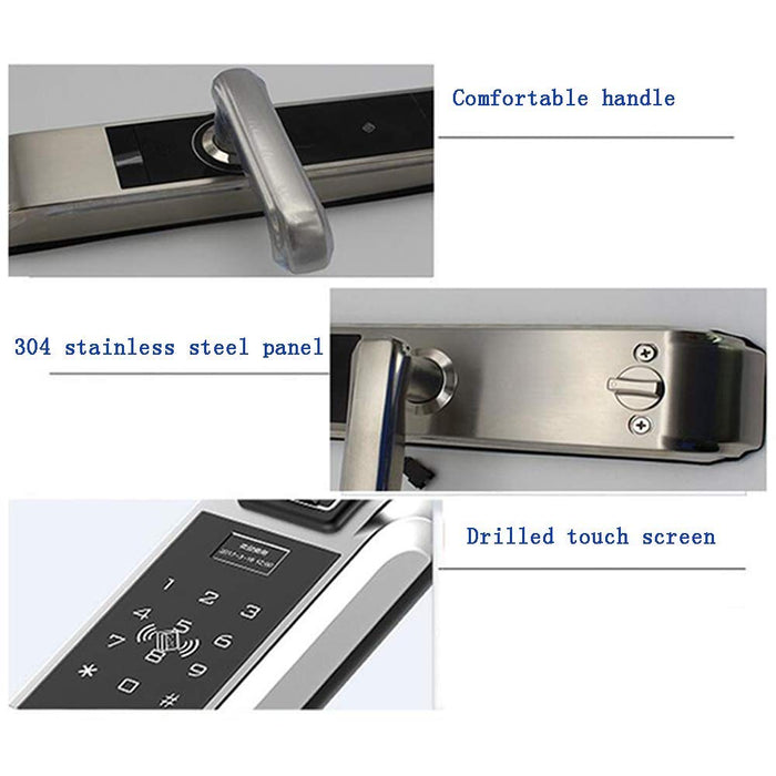 LNDDP Smart Door Lock Smart Digital Keypad Lock Machinery Key Fingerprint Password Handle Wooden Door Lock Silver, Home Safety Accessories