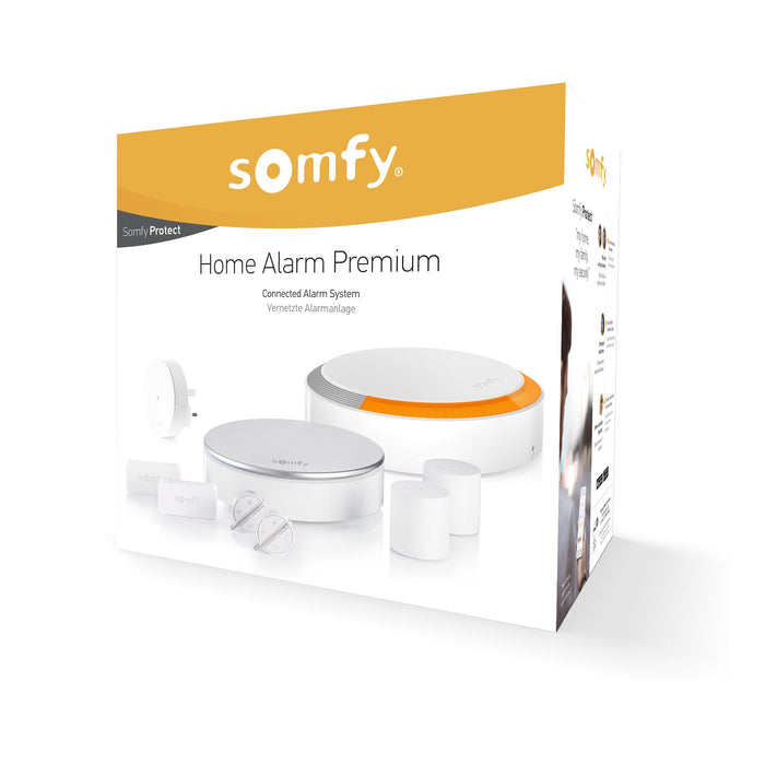 Somfy 2401506A Premium Home Security System-Plug and Play Alarm with Smart Connectivity, Includes Motion, Outdoor Siren, 3 Door and Window Sensors, White