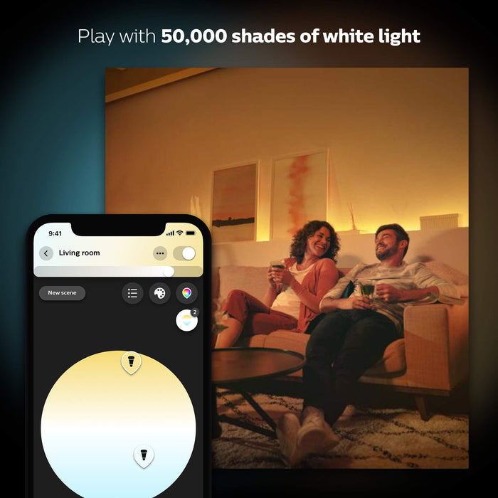 Philips Hue White Ambiance Smart Spotlight Twin Pack LED [GU10 Spot] with Bluetooth, Works with Alexa and Google Assistant