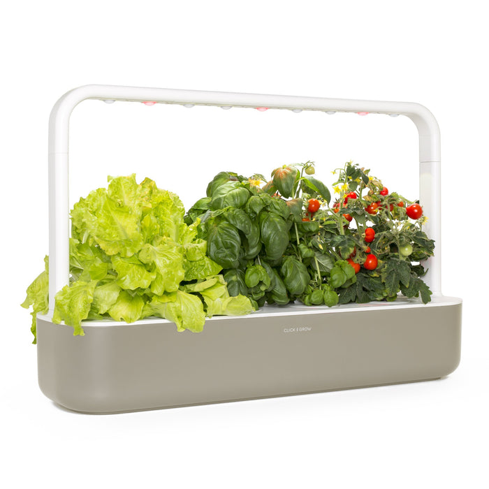Click and Grow Smart Garden 9 Indoor Gardening Kit (Includes 3 Mini Tomato, 3 Basil and 3 Green Lettuce Plant pods), Beige