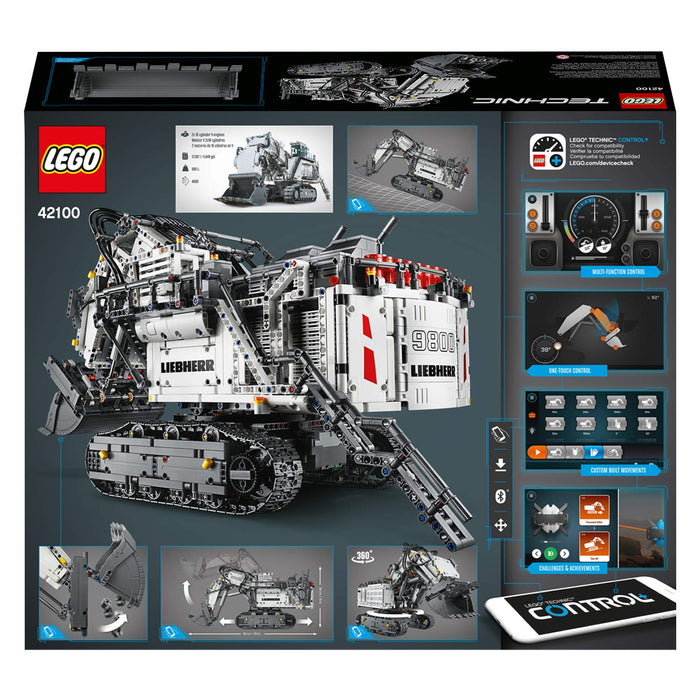 LEGO 42100 Technic Control+ Liebherr R 9800 Excavator App Controlled Advanced Construction Set with Interactive Motors and Bluetooth Connectivity