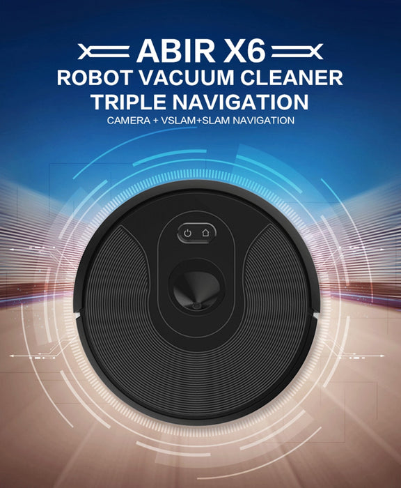 Abir Robot Vacuum Cleaner x6 with Camera Navigation,Smart Memory,Hand Draw Virtual Blocker,Low Noise,Intelligent Big Water Tank