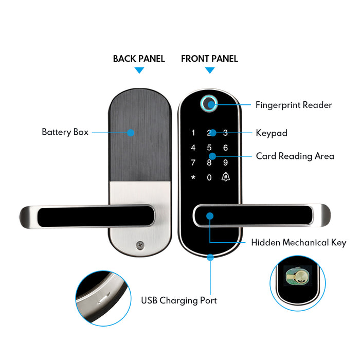 Yrhand Tuya app fingerprint smart lock, wifi App waterproof button pincode Keypad electronic door lock, biometric remote control lock