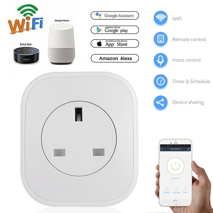 Sonoff Smart Timing Switch Work for Amazon Alexa/Google Assistant Wifi Plug WIFI Smart Socket EU Plug 220V 10A Remote Control