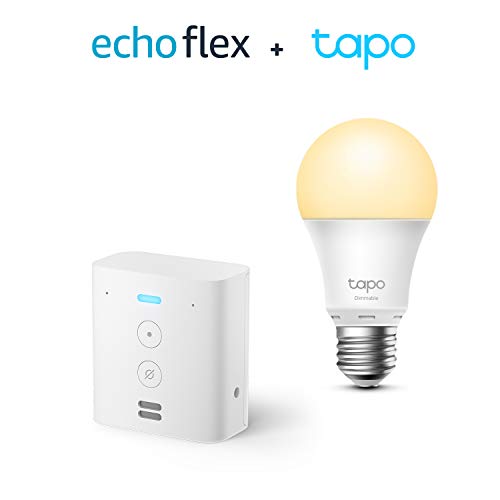 Echo Flex + TP-Link Tapo smart bulb (E27), Works with Alexa