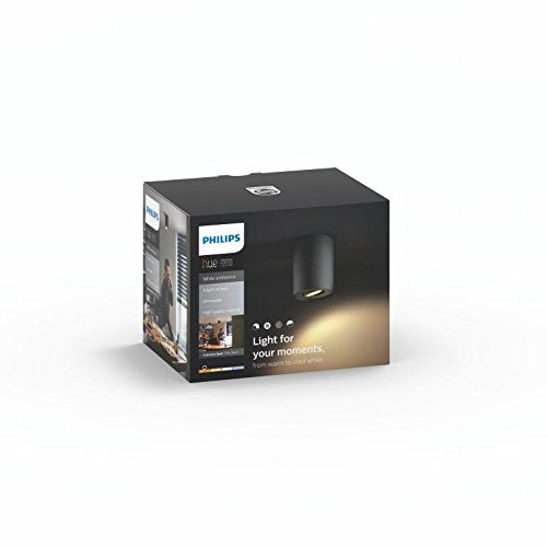 Philips Hue Pillar opbouwspot 1x5W zwart incl. switch en Philips Hue Pillar opbouwspot 1x5W zwart incl. switch en