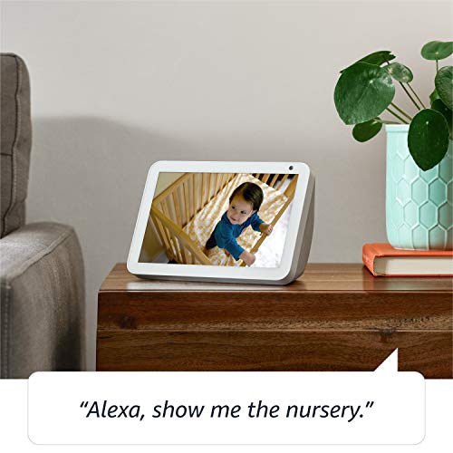 Echo Show 8, Sandstone fabric + Ring Indoor Cam, White, Works with Alexa