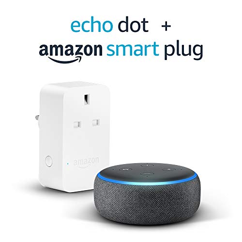 Echo Dot (3rd Gen), Charcoal Fabric + Amazon Smart Plug, Works with Alexa