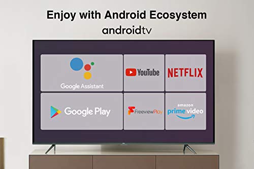 TCL 43EP658 43-Inch 4K UHD Smart Android TV with Freeview Play, Prime Video, Netflix, YouTube, HDR10, Micro Dimming, Dolby Audio, Bluetooth, WiFi, 2*HDMI, 1*USB, Slim Bezel - Black
