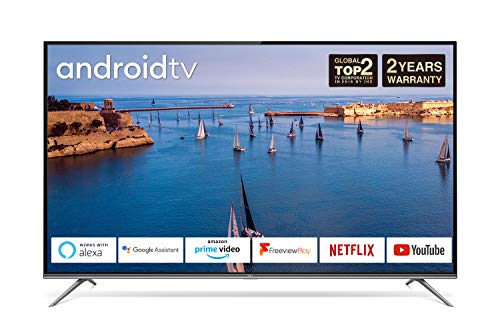 TCL 43EP658 43-Inch 4K UHD Smart Android TV with Freeview Play, Prime Video, Netflix, YouTube, HDR10, Micro Dimming, Dolby Audio, Bluetooth, WiFi, 2*HDMI, 1*USB, Slim Bezel - Black