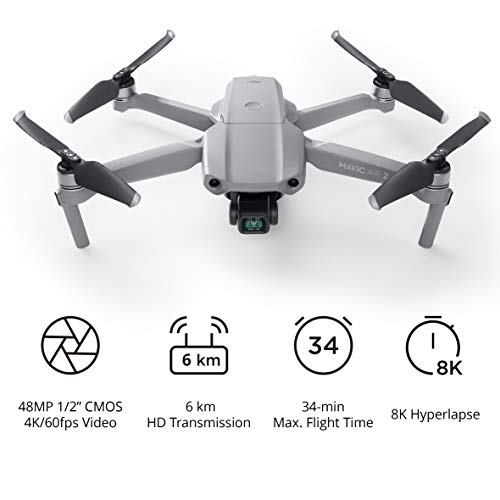 DJI Mavic Air 2 - Drone Quadcopter UAV with 48 MP Camera 4K Video 1/2 Inch CMOS Sensor 3-Axis Gimbal 34 Minute Flight Time ActiveTrack 3.0 - Grey