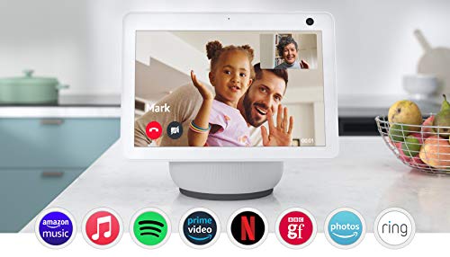 All-new Echo Show 10 (3rd generation) | HD smart display with motion and Alexa, Glacier White Fabric