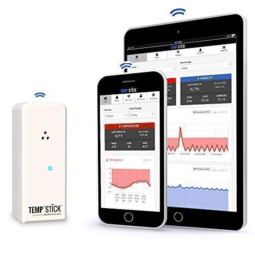 Temp Stick Remote WiFi Temperature & Humidity Sensor. No Subscription. 24/7  Monitor, Unlimited Text, App & Email Alerts. Free Apps, Made in America.