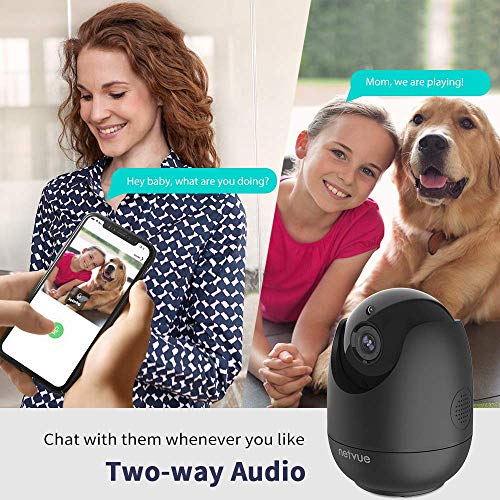 NETVUE 1080P WiFi Security Camera, Pet Camera 2 Way Audio, Baby Monitor, Night Vision, Smart AI. Human Detection, Pan Tilt Zoom, Works with Alexa, Baby Camera with Cloud Storage (Black)