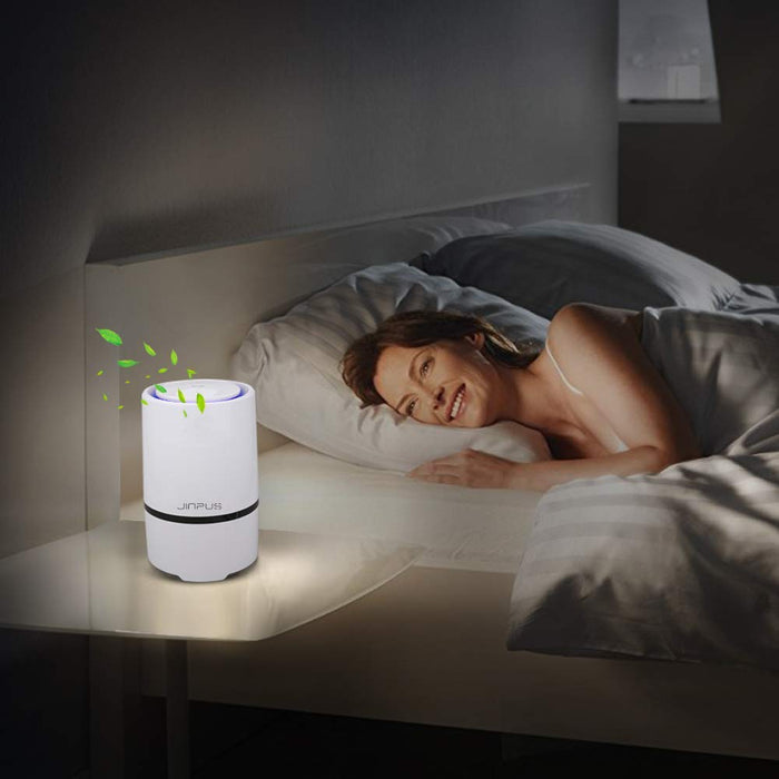 JINPUS Air Purifier Air Cleaner for home with True HEPA & Active Carbon Filter, Portable Air Purifiers, Air Ionizer Remove Dust, Pollen,Smoke, Odors with 5V 1.5M USB Cable