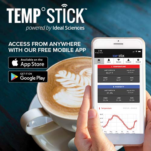 Temp Stick Wireless Remote Temperature & Humidity Sensor. Connects Directly to WiFi. Free 24/7 Monitoring, Alerts & Historical Data. Free iPhone/Android Apps, Monitor from Anywhere, Anytime! - White