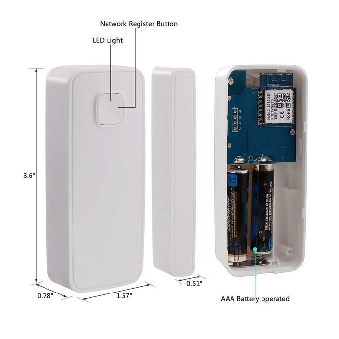 JIACUO 1Set Smart Home Security Wireless Door Alarm WiFi Window Door Sensor Detector Via App Control for Amazon Alexa Google Home System