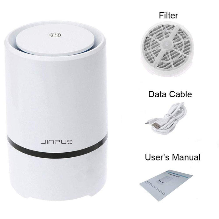 JINPUS Air Purifier Air Cleaner for home with True HEPA & Active Carbon Filter, Portable Air Purifiers, Air Ionizer Remove Dust, Pollen,Smoke, Odors with 5V 1.5M USB Cable