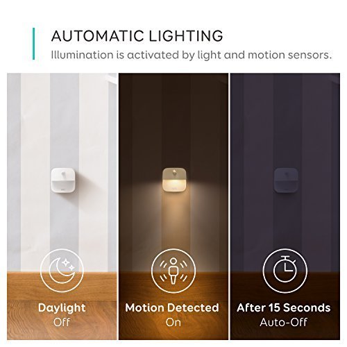 Eufy Lumi Stick-On Night Light, Warm White LED, Motion Sensor, Stick-Anywhere, Closet Light, Wall Light for Bedroom, Bathroom, Kitchen, Hallway, Stairs, Energy Efficient, Compact, 3-pack