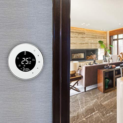 BecaSmart Series 6000 3A LCD Touch Screen Boiler Heating Intelligent Programming Control Thermostat with WiFi Connection (Boiler Heating, White(WiFi))