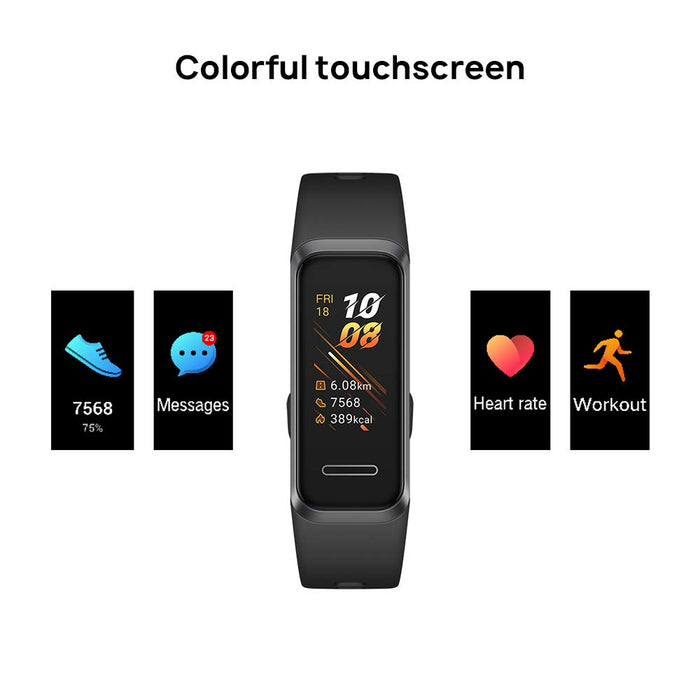 HUAWEI Band 4 Smart Band, Fitness Activities Tracker with 0.96" Color Screen, 24/7 Continuous Heart Rate Monitor, Sleep Tracking, 5ATM Waterproof, up to 6 Days of Usage Time, Graphite Black