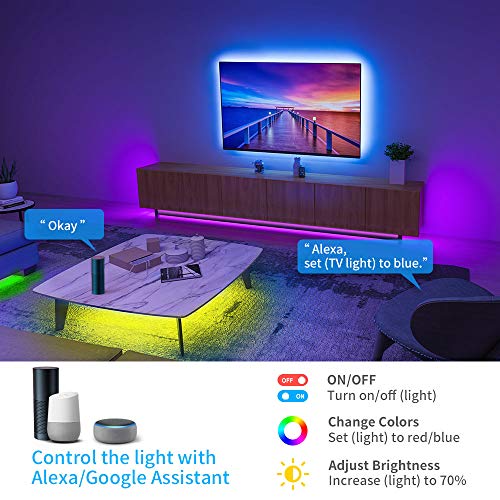Govee LED Strip Lights 5m, Smart WiFi APP Control RGB Colour Changing Music Sync Strips Lights for Home Kitchen Bedroom TV Party, Works with Alexa, Google Assistant