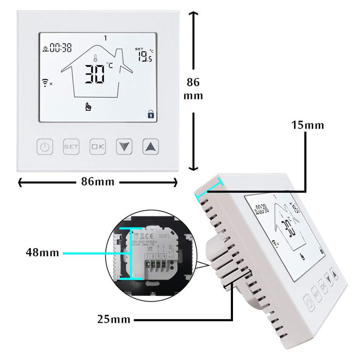 KETOTEK WiFi Smart Thermostat Temperature Controller Programmable Electric Underfloor Heating Room Thermostat with Sensor Compatible Amazon Echo/Google Home/IFTTT/Tuya