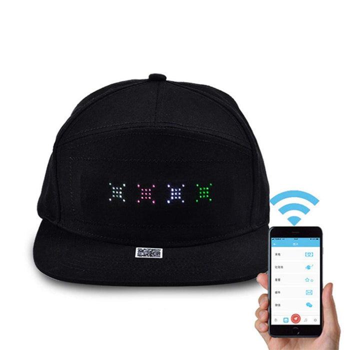 OOOUSE Smart LED Hat Mobile APP Controlled Display Words Flat Peak Cap for Women Men Baseball Trucker Halloween Birthday New Year's Christmas Party