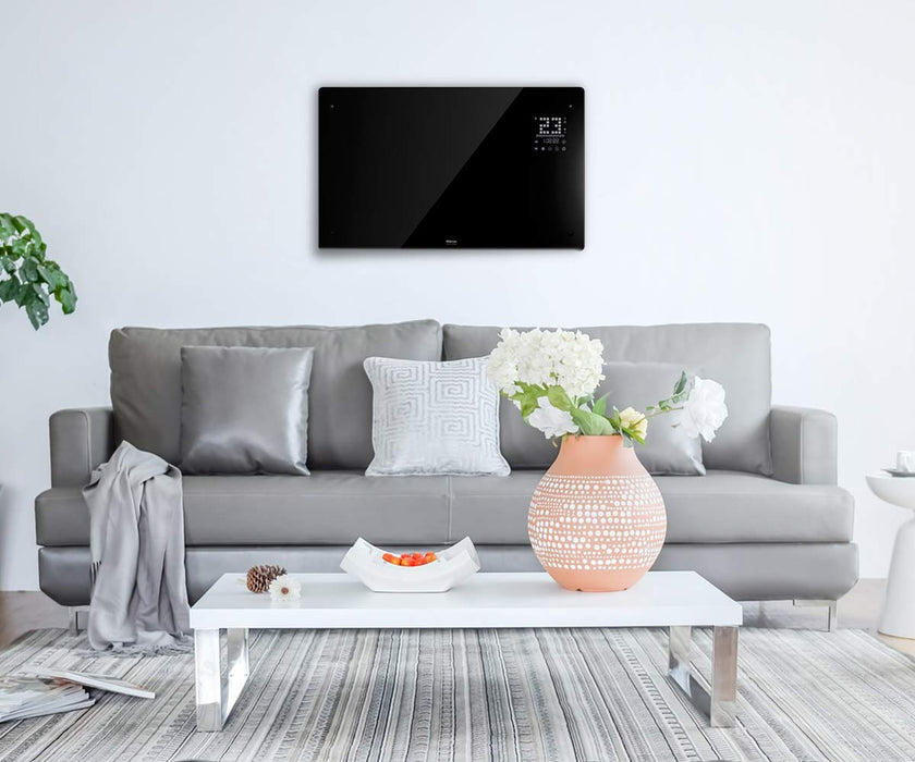 Wärme Designer WiFi Electric Wall Heater Panel Heater Radiator - Ultra Slim (8cm) - 2Kw - Programmable Digital Thermostat - Wall Mountable (Free Wall Bracket Included) - Maintenance Free