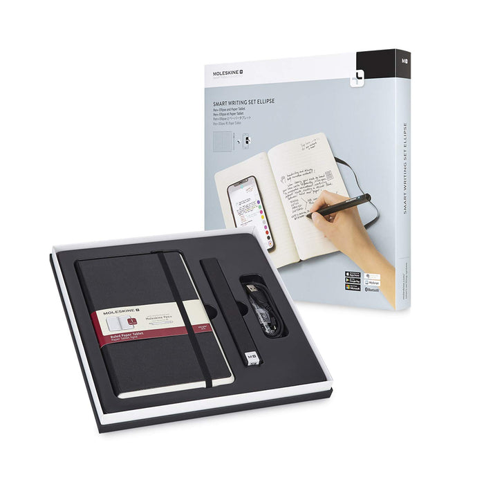 Moleskine, Smart Writing Set Ellipse, Notebook and Pen + Ellipse Smartpen, Notebook with Black Hard Cover - Suitable to Use with Pen Moleskine +,  Black Color - Ruled Sheets