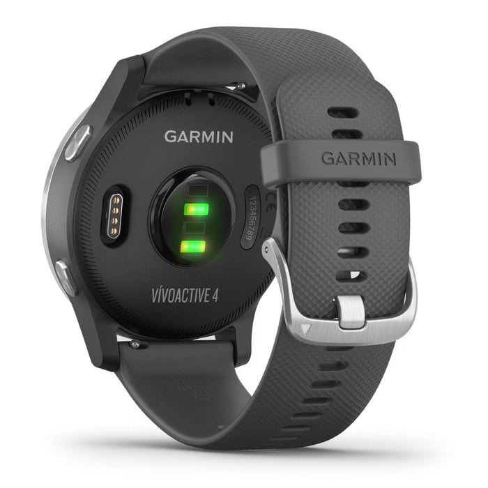 Garmin Vívoactive 4, GPS Smartwatch, Features Music, Body Energy Monitoring, Animated Workouts, Pulse Ox Sensors and More, Shadow Gray/Silver