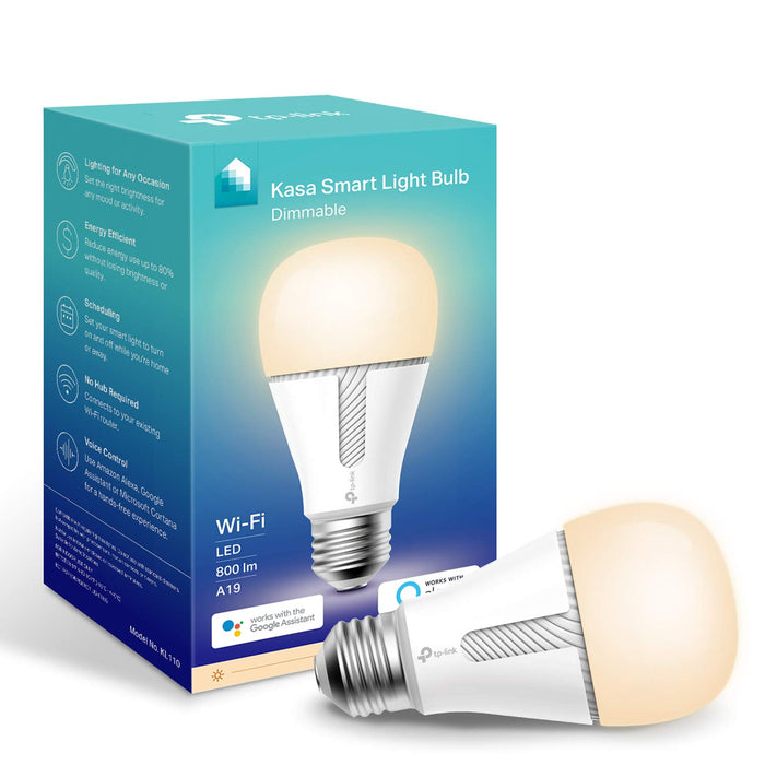 Kasa Smart Bulb by TP-Link, WiFi Smart Switch, E27, 10W, Works with Amazon Alexa (Echo and Echo Dot) and Google Home, Dimmable Soft Warm White, No Hub Required (KL110) [Energy Class A+]