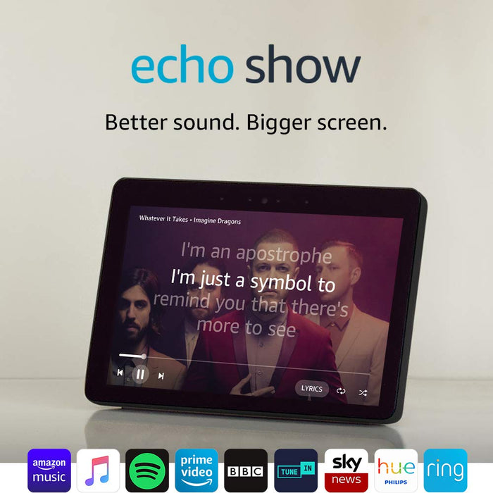 Echo Show (2nd Gen) - Premium Sound and a Vibrant 10" HD Screen - Black