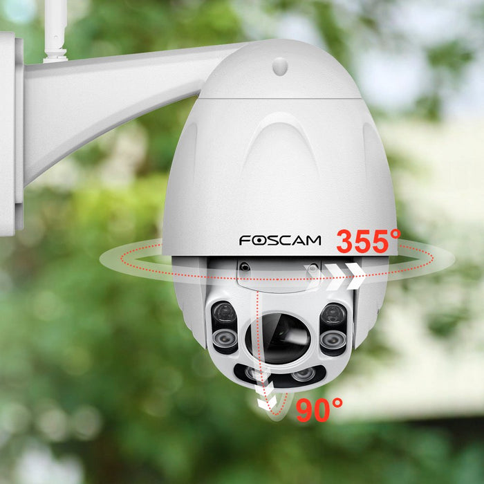 Foscam FI9928P 1080P WiFi CCTV Camera - Pan/Tilt/Zoom Remotely, 60 Metre Night Vision, Motion Detection, Waterproof, Outdoor Home Security - Ideal for Driveway/Garden Surveillance - Free Cloud Storage