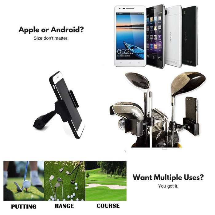 XLHVTERLI Golf Phone Holder Golf Swing Record/Analyse,Universal Smartphone Holder for the Golf Trolley/Golf Buggy/Golf Cart,GPS Holder,Suitable for all Smartphones,Golf gifts for men