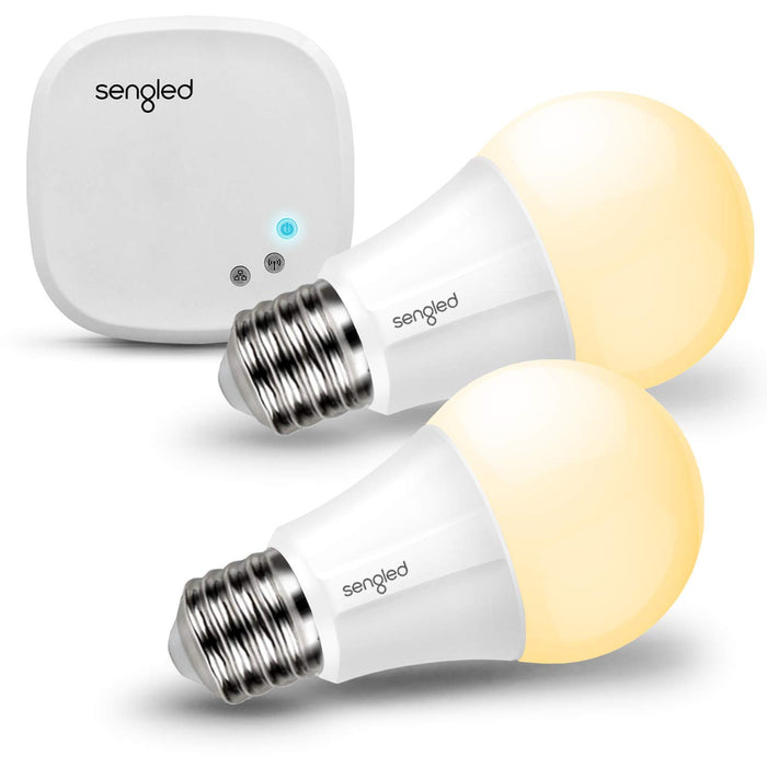 Sengled Element Classic Smart E27 Base, Dimmable LED Light Soft White 2700K 60W Equivalent, Starter Kit (2 A60 Bulbs + hub), Works with Alexa and Google Assistant