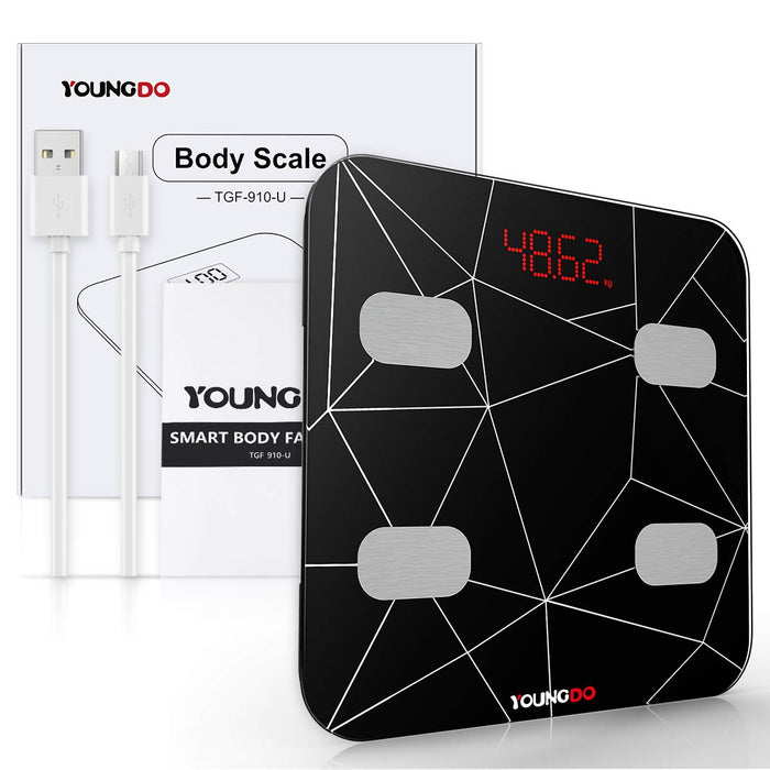 YOUNGDO Bluetooth Body Fat Scale,Bathroom Scales Digital Weight Weighing BMI Scale Body Composition Analyzer Monitors with 23 Health Measurements,Sync Data with Apple Health, Google Fit & Fitbit APP