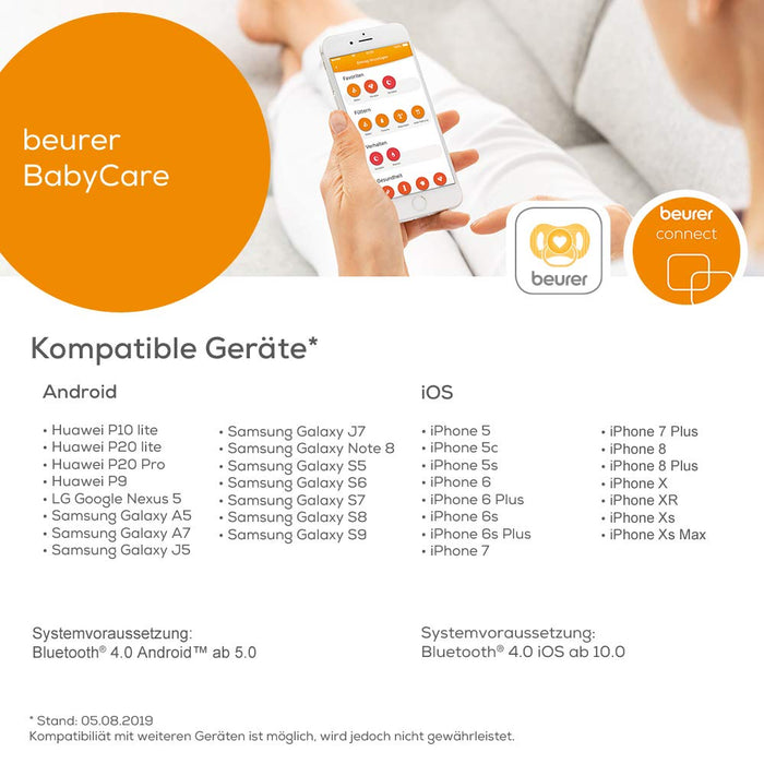 Beurer BY90 Baby Scales with Baby Care App and Bluetooth 4211125956066