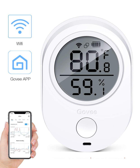 Govee Temperature Humidity Monitor, WIFI Temperature Humidity Sensor with Alerts, Digital Indoor Hygrometer Thermometer with APP Temperature Humidity Gauge for HOME, HOUSE, GARAGE and WINE CELLAR