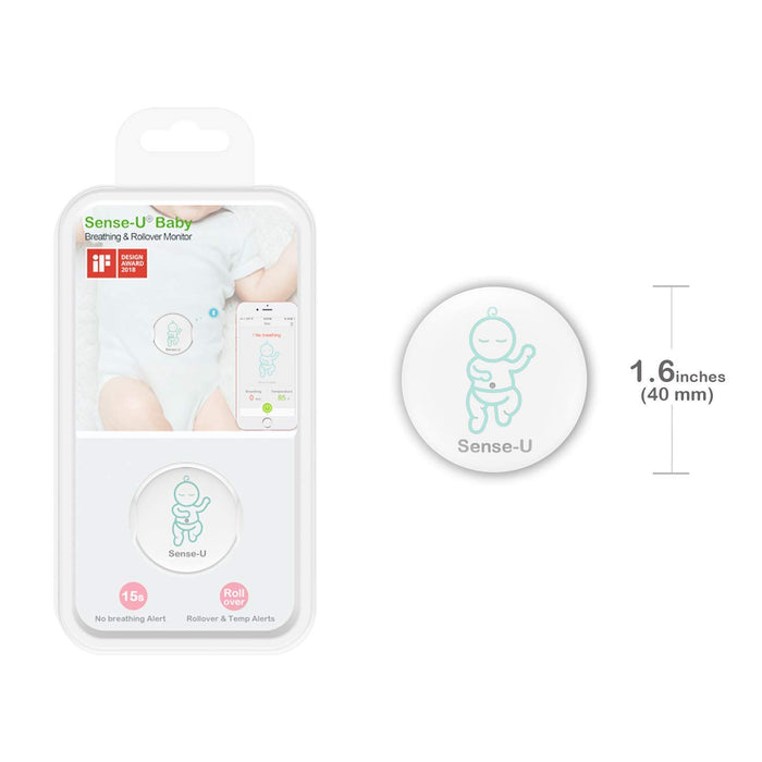 Sense-U Baby Monitor Breathing Rollover Movement Ambient Temperature Portable Alarm Alert You for No Breathing Movement, Stomach Sleeping, Overheating and Getting Cold(2019 Updated Version)