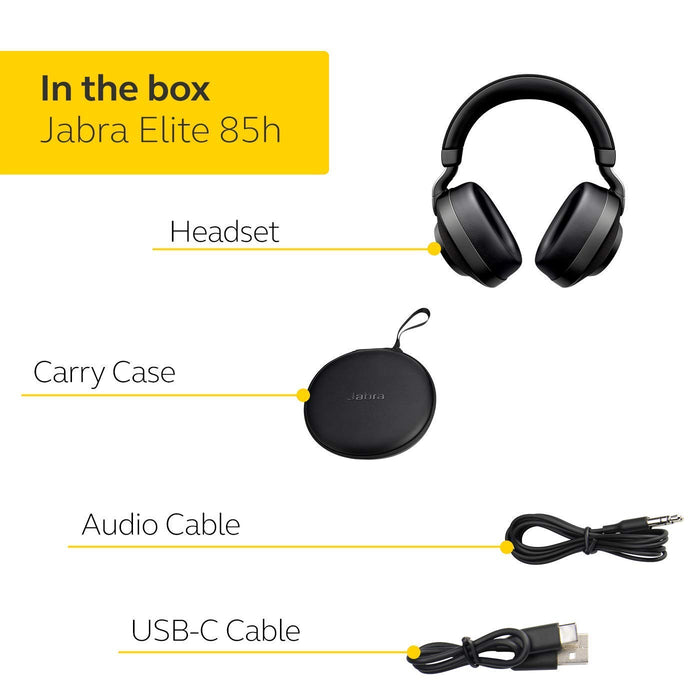Jabra Elite 85h Bluetooth Over Ear Headphones with ANC and SmartSound Technology, Alexa Built-In, Titanium Black