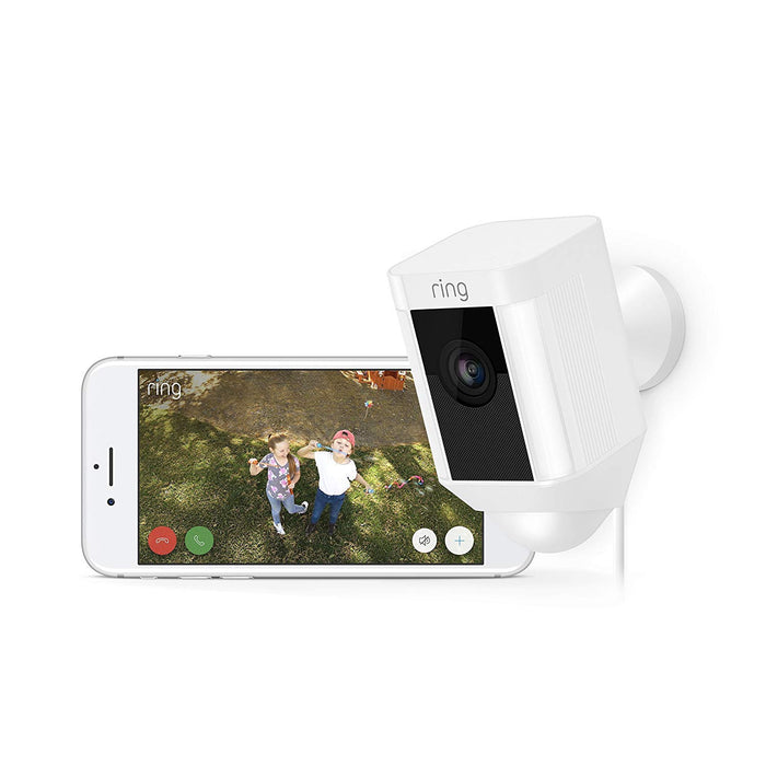 Ring Spotlight Cam Wired | HD Security Camera with LED Spotlight, Alarm, Two-Way Talk, UK Plug