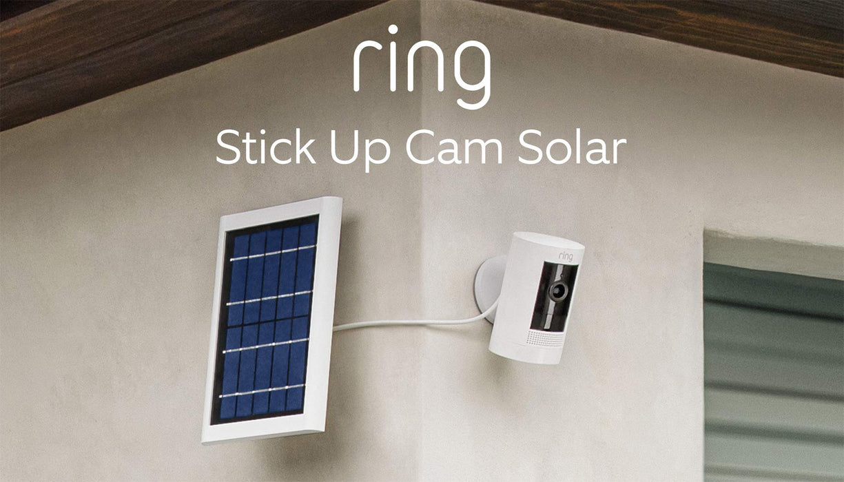 All-new Ring Stick Up Cam Solar | HD security camera with Two-Way Talk, white, works with Alexa