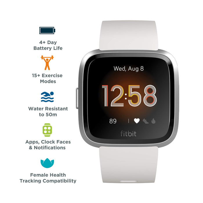 Fitbit Versa Lite Health & Fitness Smartwatch with Heart Rate, 4+ Day Battery & Water Resistance, White