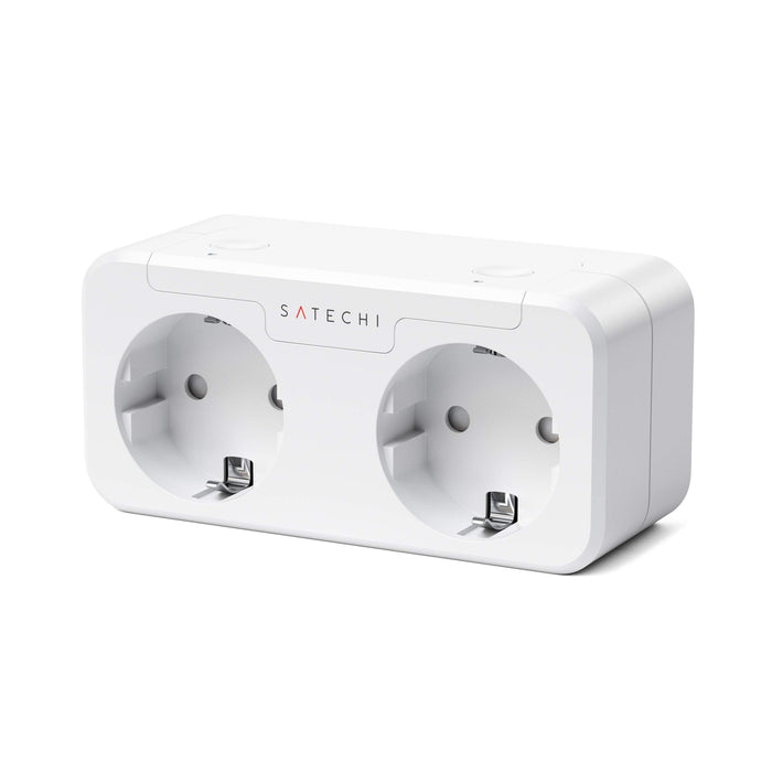 Satechi Dual Smart Outlet with Real-Time Power Monitoring - Wi-Fi Smart Plug 2.4Ghz Enabled - Works with Apple HomeKit (EU, White)