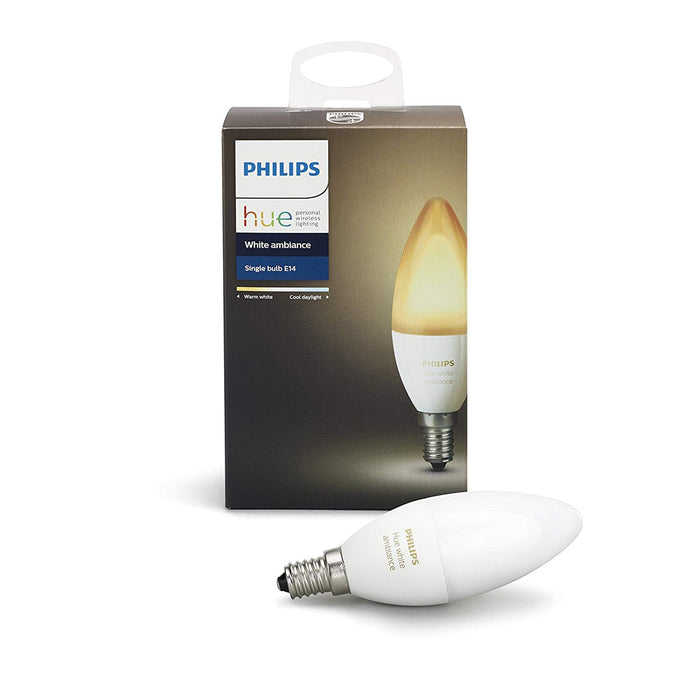 Philips Hue White Ambiance E14 LED Candle Extension, dimmable, all shades of white, controllable via app, compatible with Amazon Alexa (Echo, Echo Dot), 1-pack