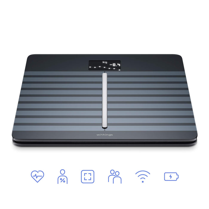 Withings Body Cardio - Premium Wi-Fi Body Composition Smart Scale, Tracks Heart Rate, BMI, Fat, Muscle Mass, Water %, Digital Bathroom Scale, App Sync via Bluetooth or Wi-Fi